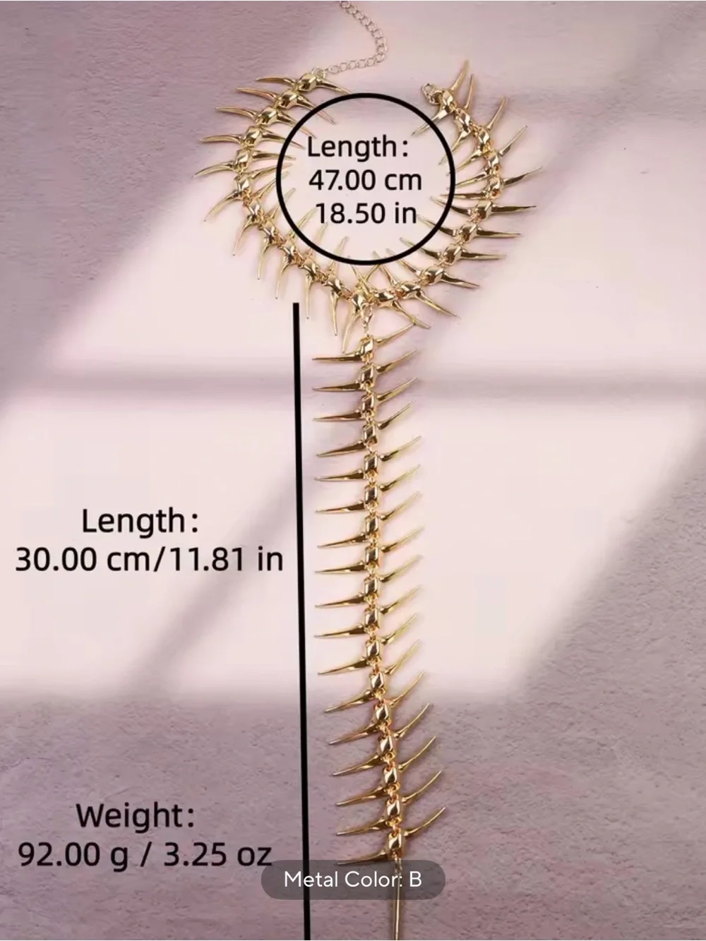 Gold Spine Back-Chain Necklace - Picture 5 of 5